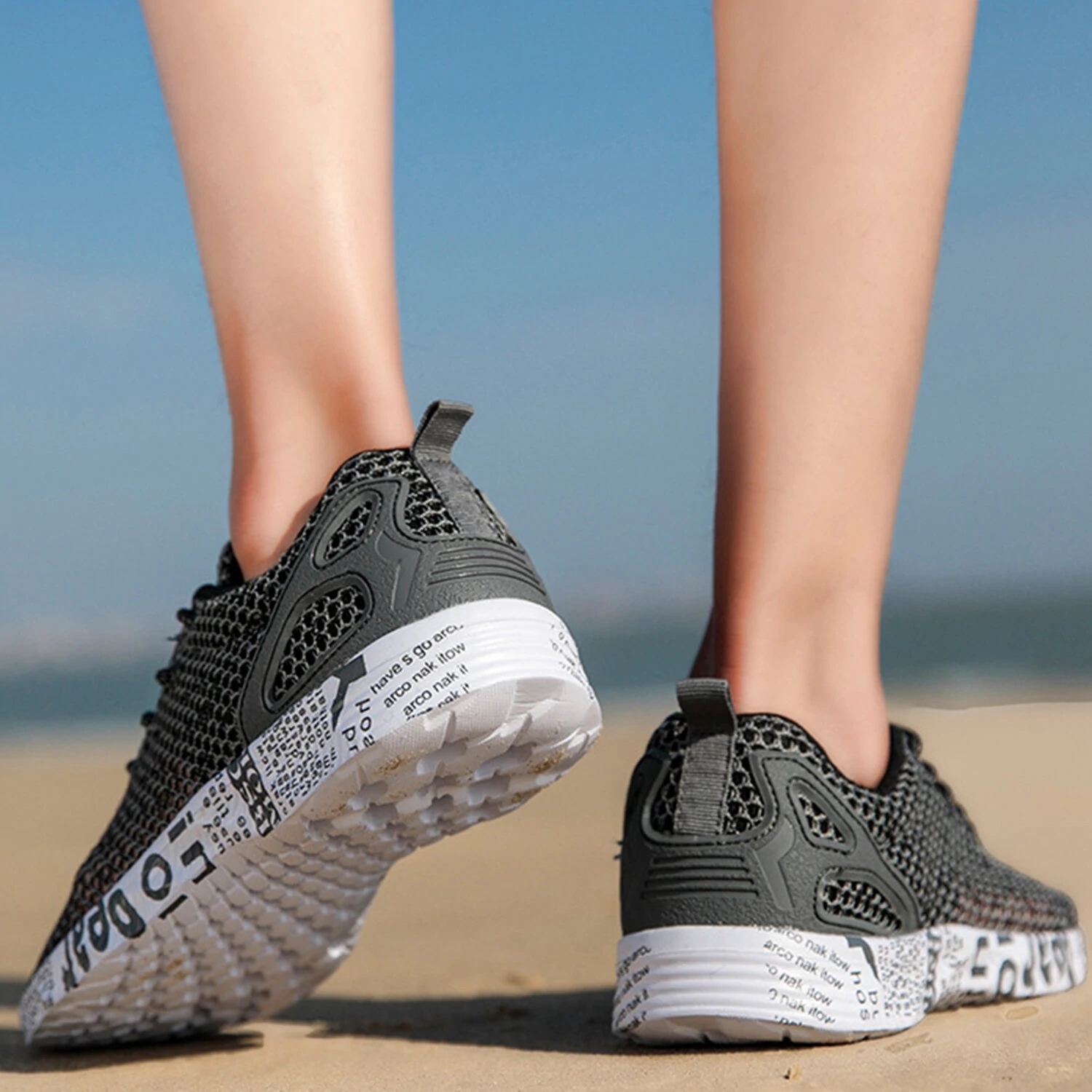 (image for) Men's Breathable Mesh Running Shoes Summer Sport Sneakers Casual Walking Wading Shoes For Outdoor Sport Cycling Shoes